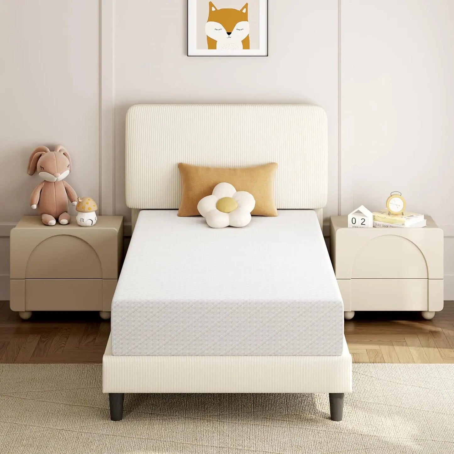 8 Inch Twin Mattress 3 Foam Layer Cooling Gel Memory Foam Mattresses Green Tea for Fresher Sleep Medium Firm CertiPUR-US Certifi