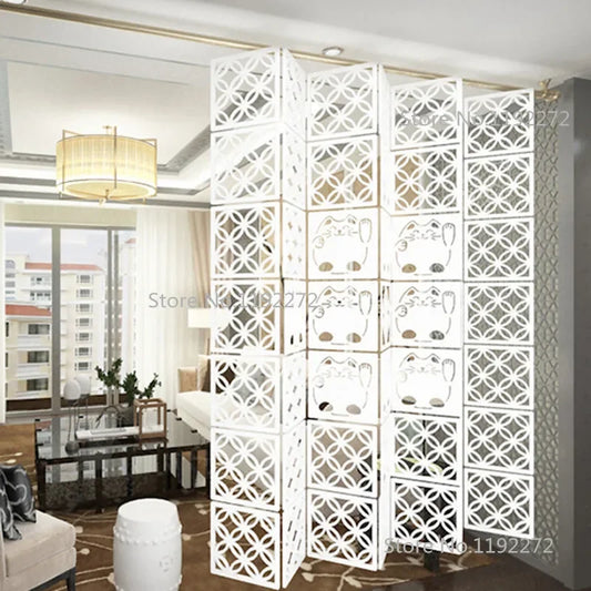6pieces Bedroom modern Mobile hanging screen Biombo Hollow foldable double-sided carved  partition curtain living room porch