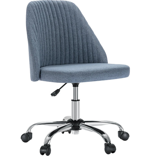 JHK Armless Small Desk Office Chair Cute Vanity Swivel Chair with Back Modern Fabric with Wheels Swivel Task Home Gaming Chair