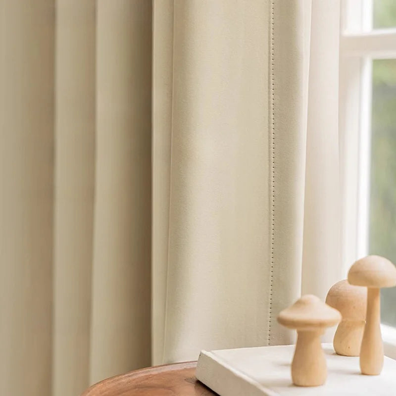 2pcs French Solid Colour Luxury Blackout Curtains Ready-Made Particularly Suitable for Living Room Balcony Bedroom Blackout Curt