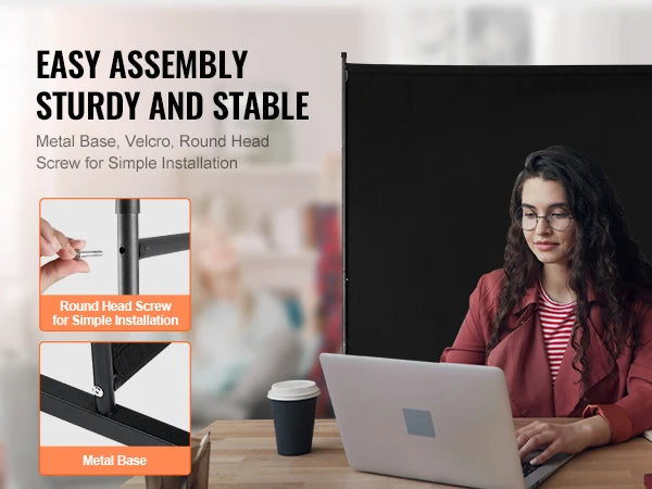 SucceBuy 1/3/4/6Panels PET Polyester Soundproof Screen Folding Privacy Portable PartitionDivider for RoomSeparation Freestanding
