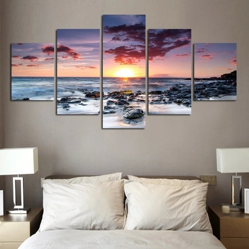 World Map Canvas Painting Flowers Landscape 5 Panel Poster Living Room Bedroom Decoration Art Prints Home Decor Wall Pictures