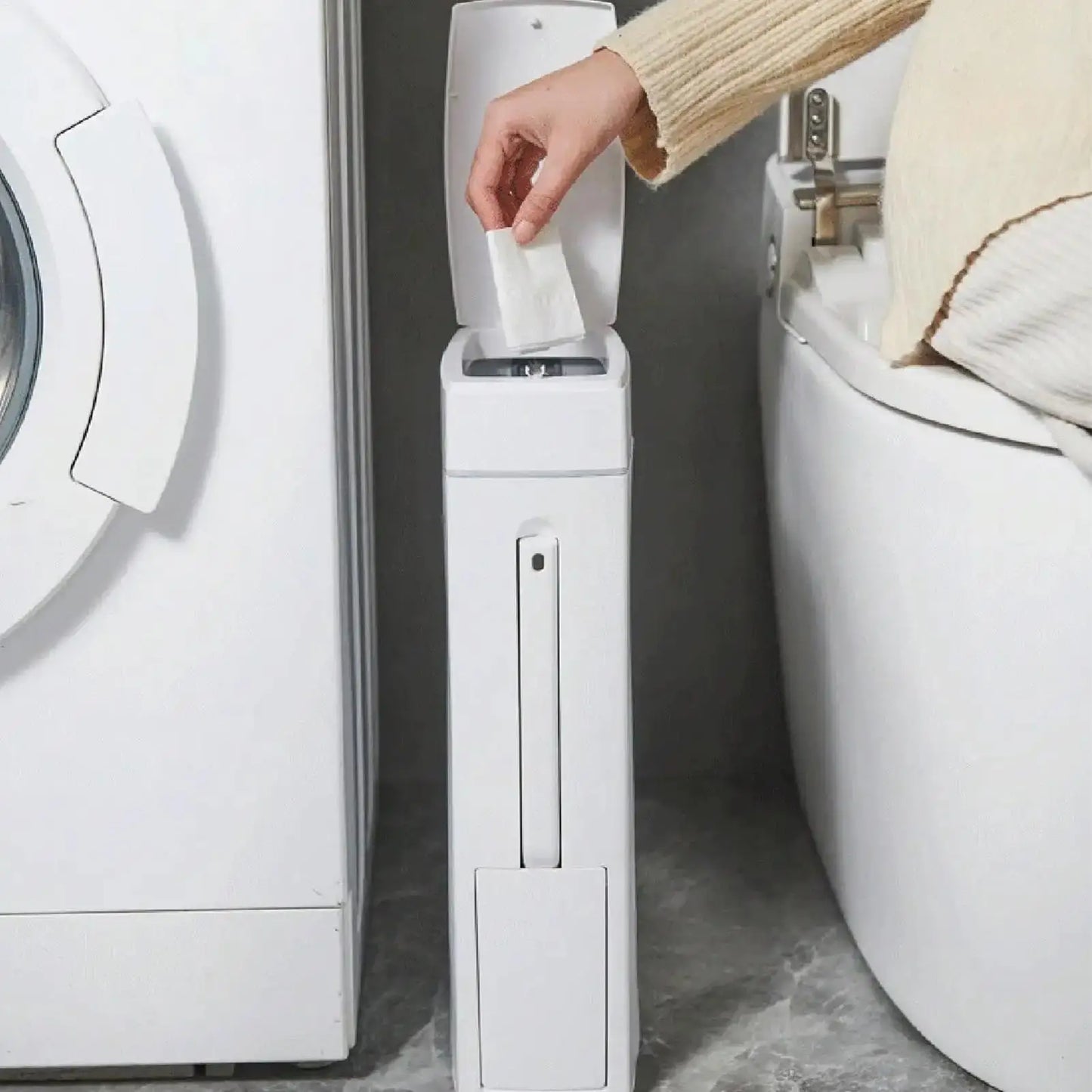 Bathroom Trash Can Bathroom Trash Can Toilet Brush Combo Save Space Small Trash Can Lid Bathroom Accessories Narrow Garbage Can