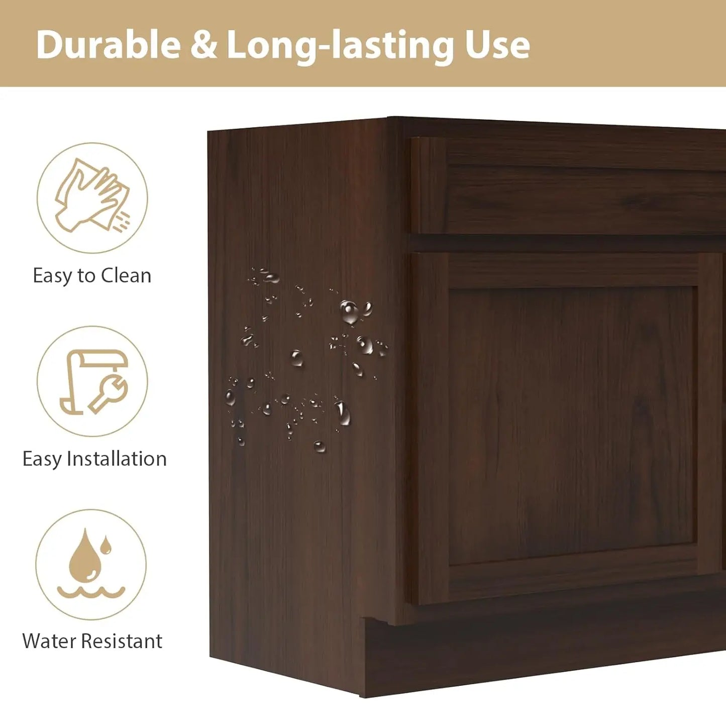 36 Inch Single Shutter Door Bathroom Vanity Base Cabinet with 2 Functioning Shaker Drawers, Strudy Floor Mount, Customized