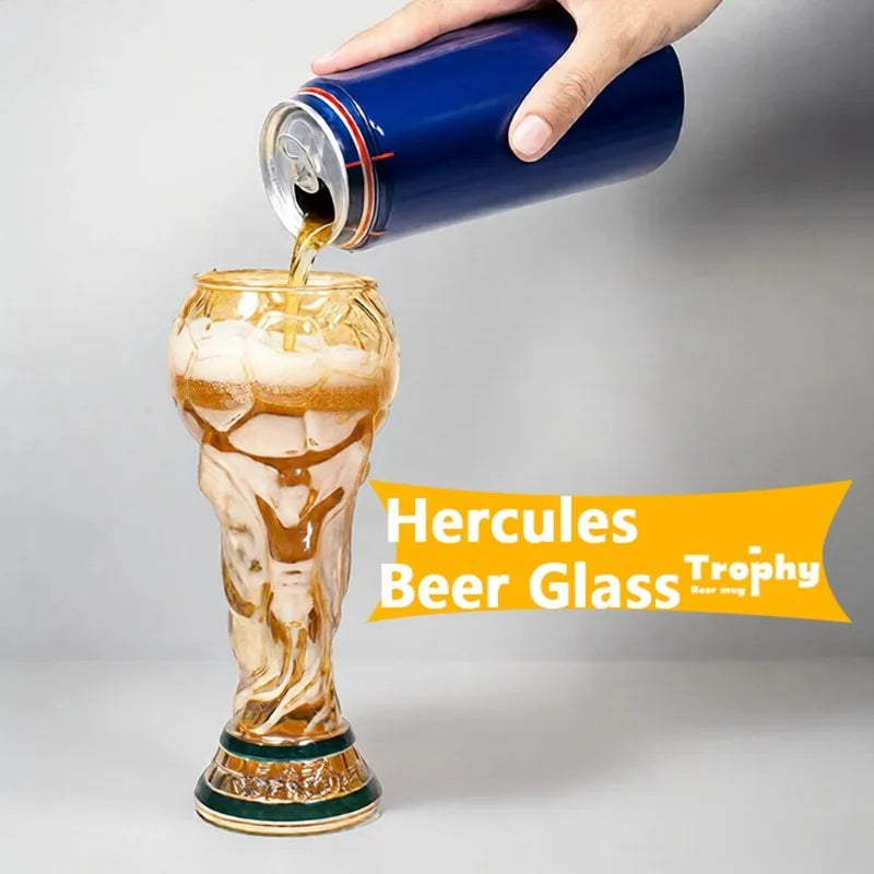 Football Soccer Trophy Shaped Beer Glass Cup Thickened Durable Sports Themed Mug for Bar Pub Party Fan Gift Home Drinkware