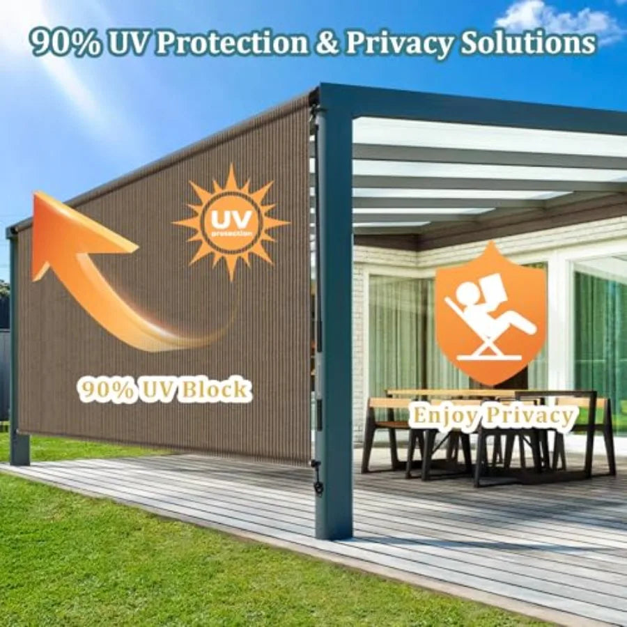 Outdoor Roller Shades with Splicing Design 8' W x 8' H CoePatio Roll Up Blinds Exterior Shade Clo Roll for Porch Gbo Pergola Balcony