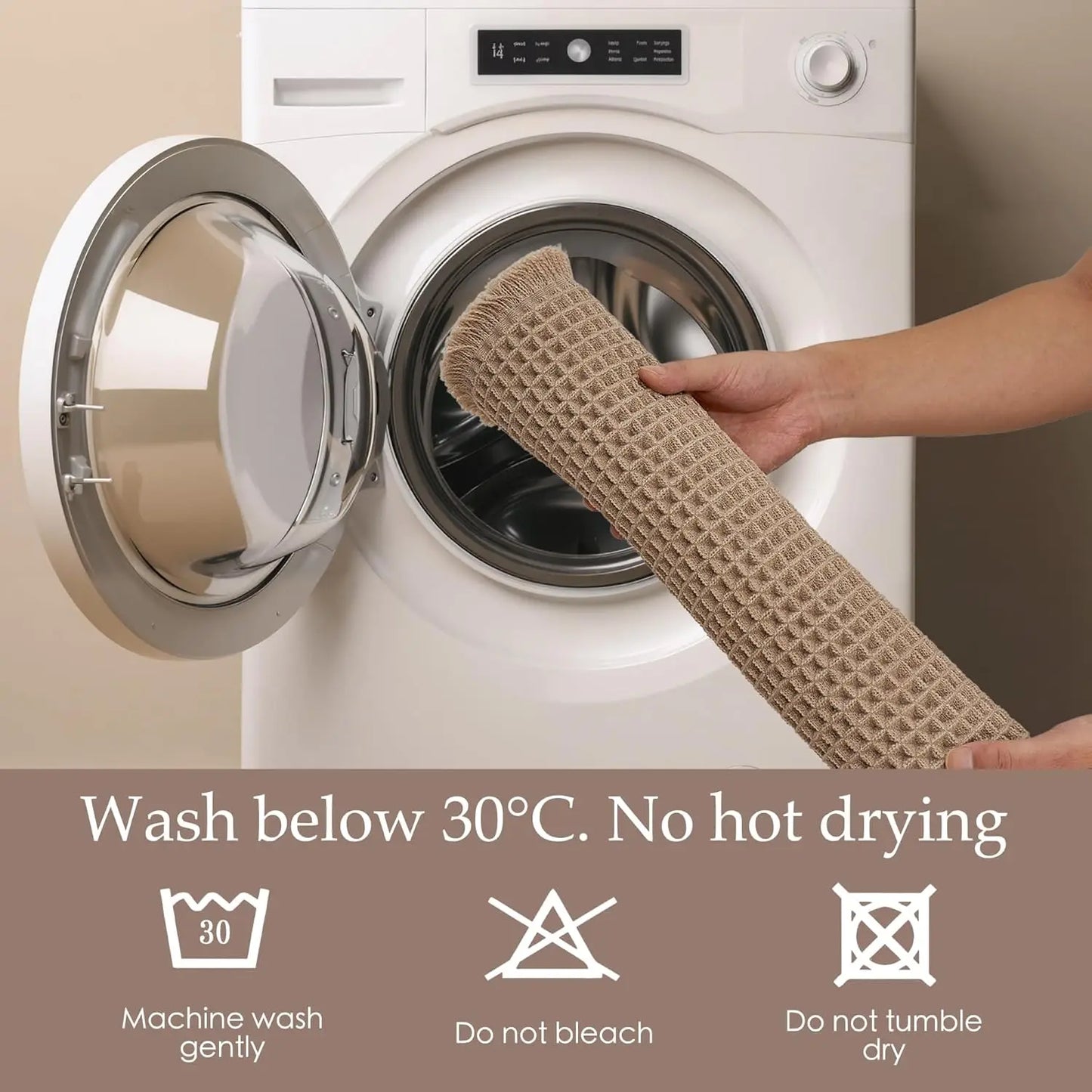 Non Slip Waffle Brown Bathroom Rugs, Super Absorbent Quick Dry Soft Washable Small Bath Mat with Tassels for Bathroom Floor