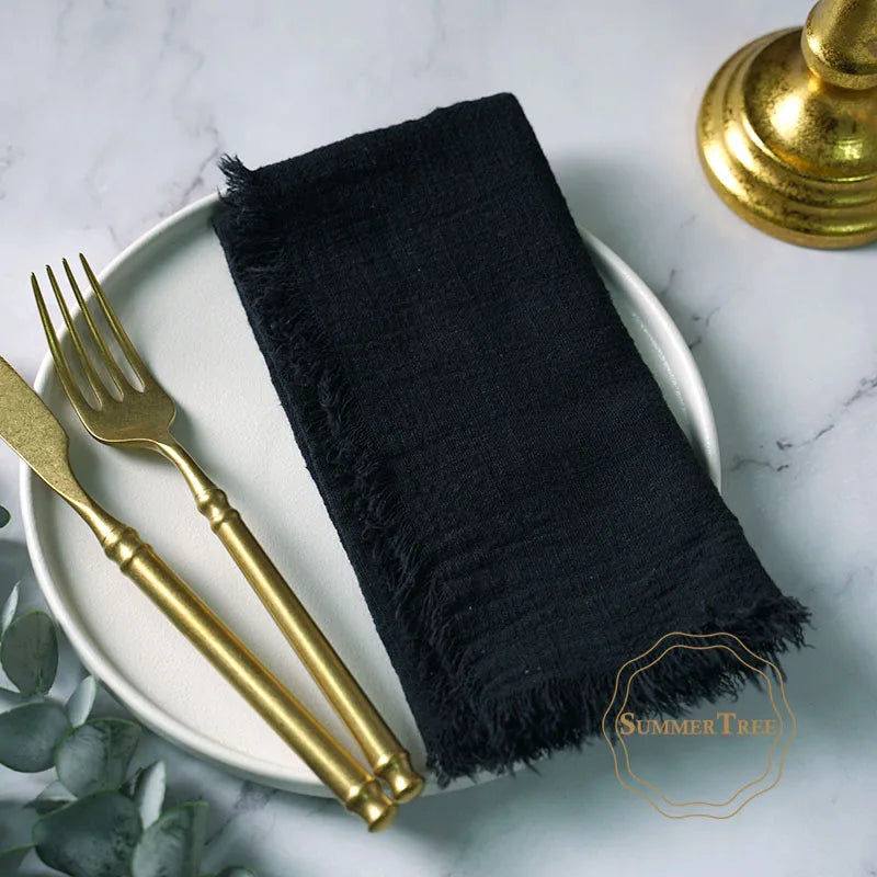 20PCS Napkins 41x41CM Cotton Cloth Gauze Retro Burr Rustic Kitchen Tea Towel Wedding Party Dinner Christmas Napkin Table Decor