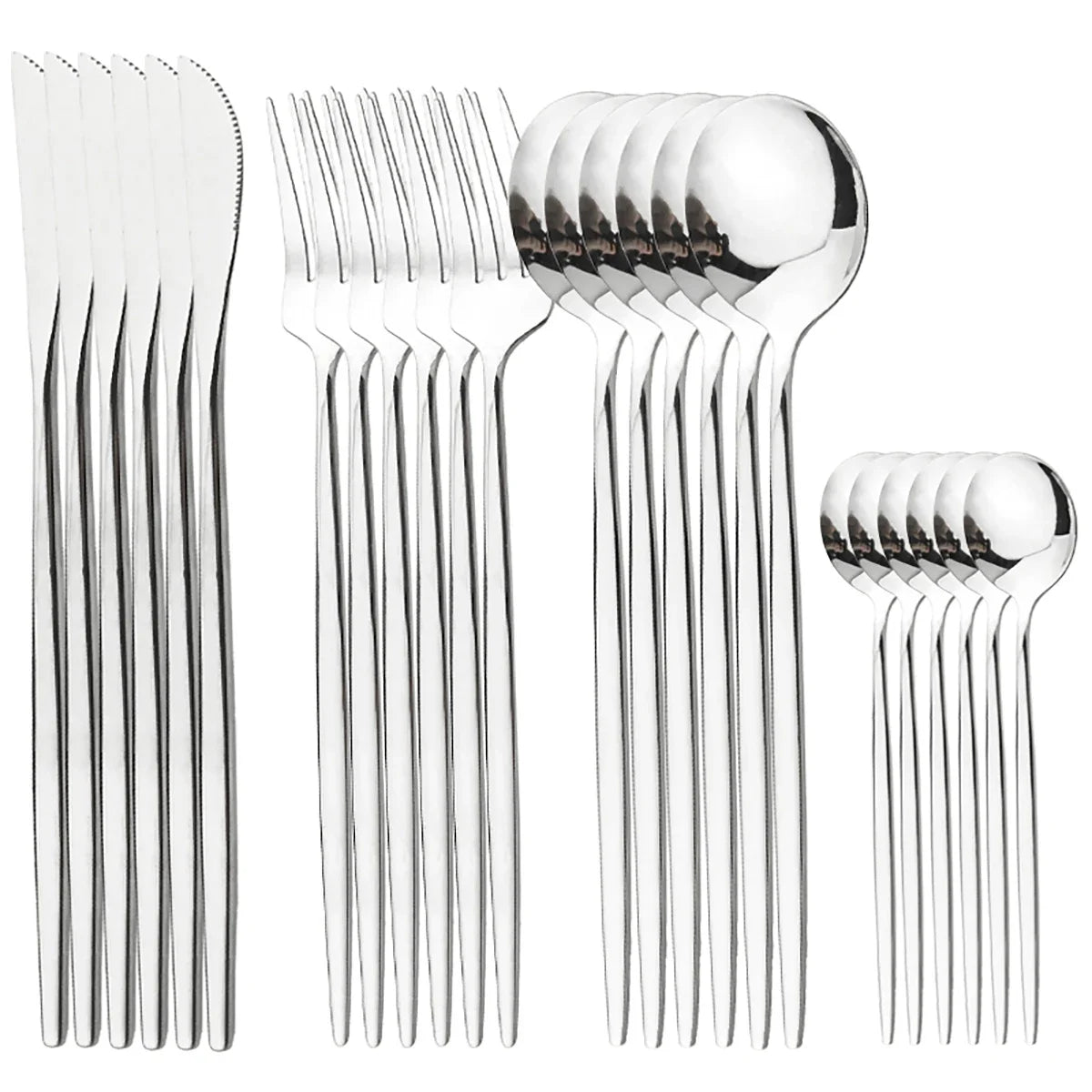 24Pcs Tableware Sets Stainless Steel Cutlery Spoon Fork Knife Mirror Dinnerware Kitchen Western Silverware Gift Box Set Flatware