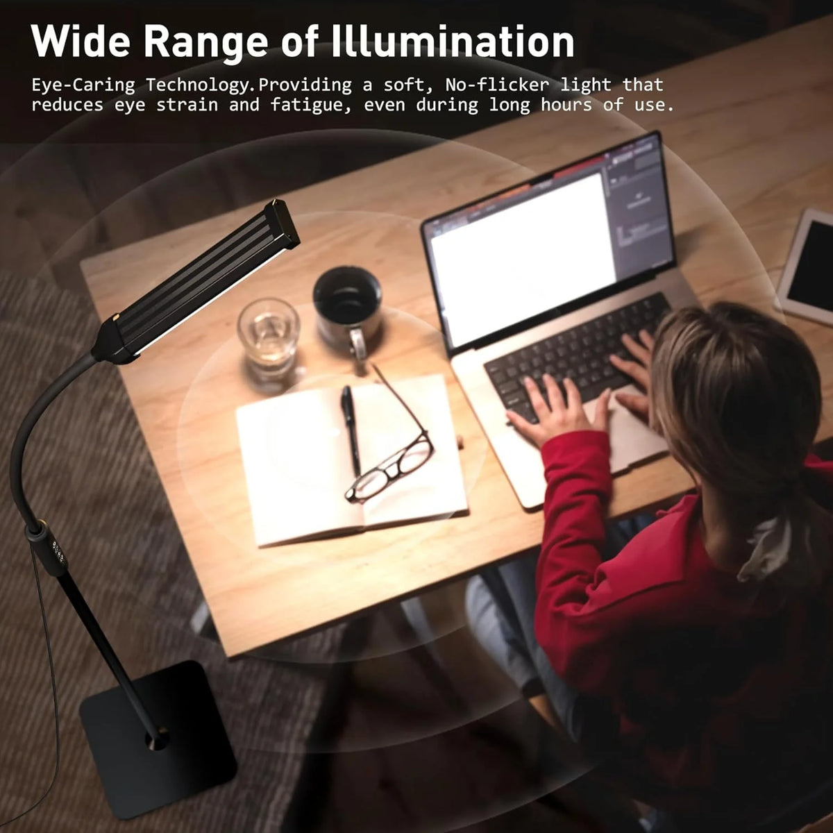 Living Room LED Floor Lamp 108 LEDs Standing Lamp  3 Color Mode Light Warm White 360°Adjustable Lights Flexible Gooseneck Dimmable USB Powered for BedRoom Reading Office