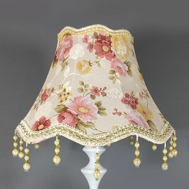 Retro Fringe Beads Lamp Cover E27 Cloth Pearl Tassel Table Lamp Shade Bedroom Wall European Style