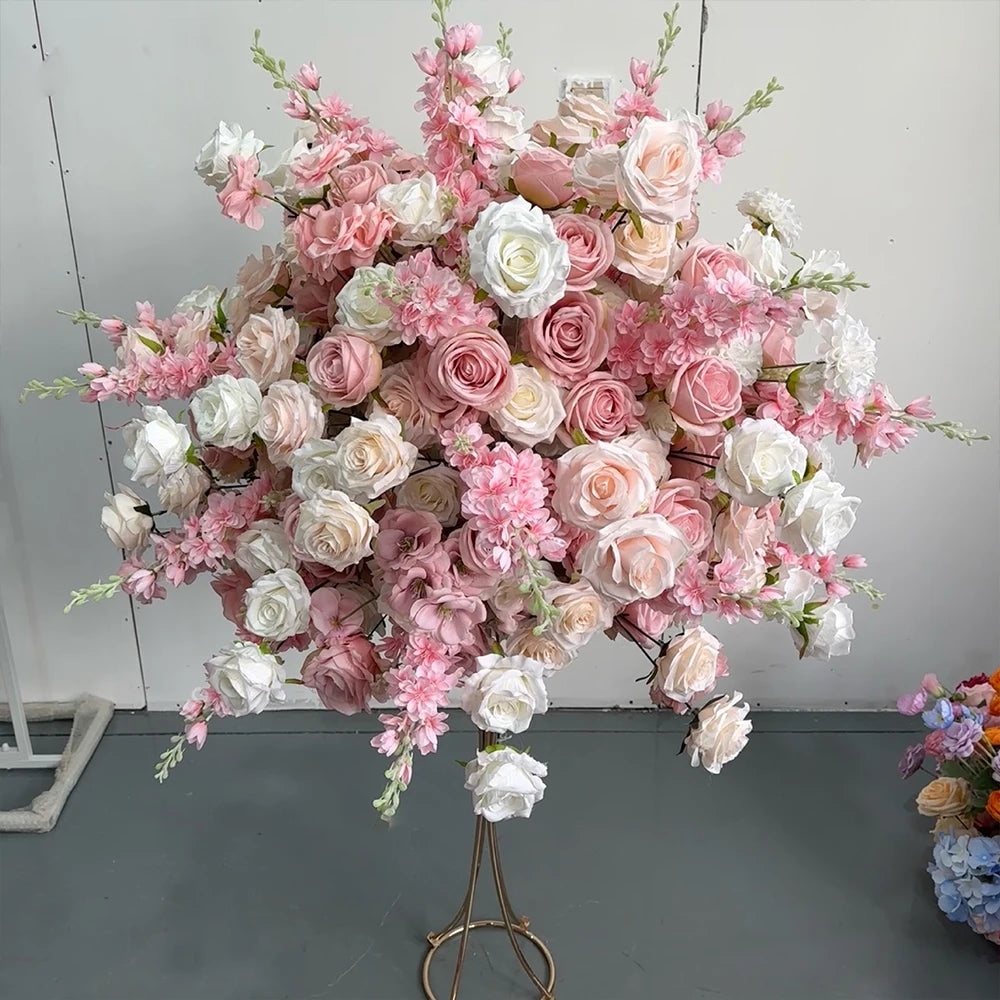 80/70/60/50/30cm Artificial Pink Large Flower Ball, Table Centerpiece for Special Event Decor, Floral Arrangement