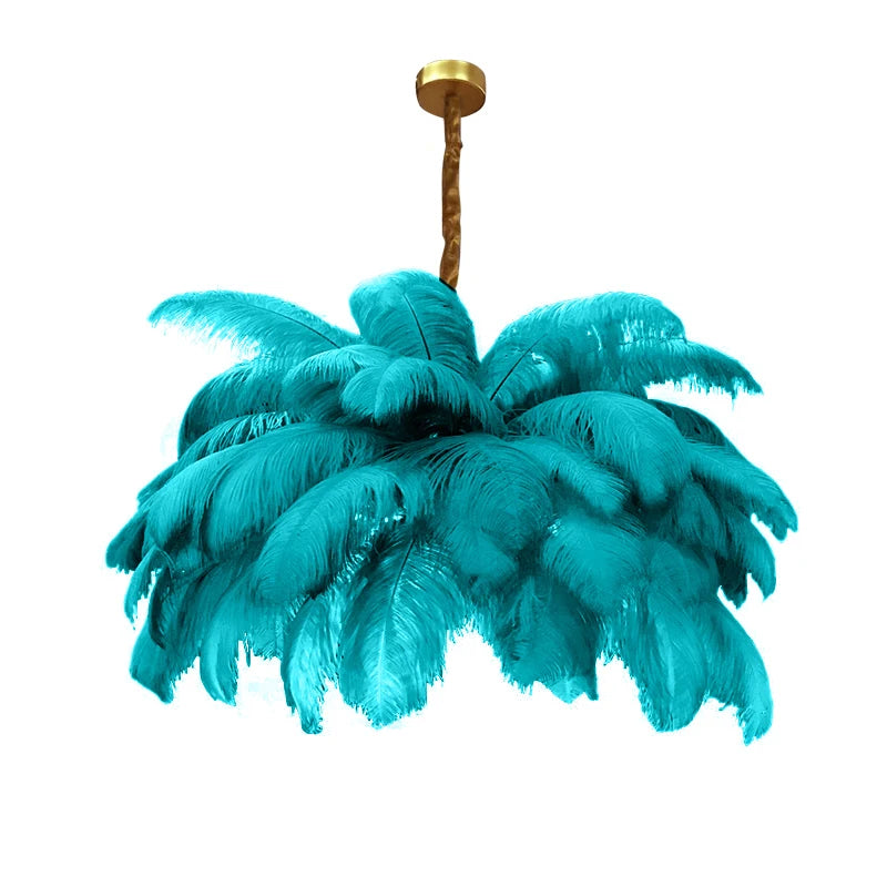 Nordic Ostrich Feather Lamp Led Pendant Lights Living Room Home Decor Bedroom Indoor Lighting Chandelier Hanging Light Fixture