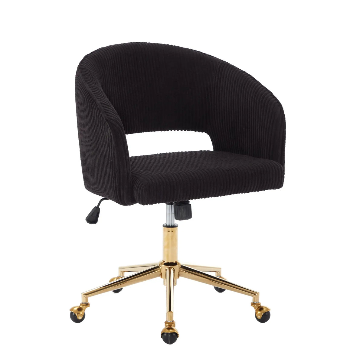 Home Office Swivel Velvet Desk Chair Modern Tufted Accent Armchair with Gold Base Ergonomic Computer Task Stool for Living Room