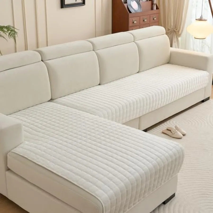 Couch Cover Pack of 2, L Shaped Sectional Sofa Covers Washable, Velvet Fuzzy Sofa Slipcovers for 3 Cushion Couch cover, Non-Sli