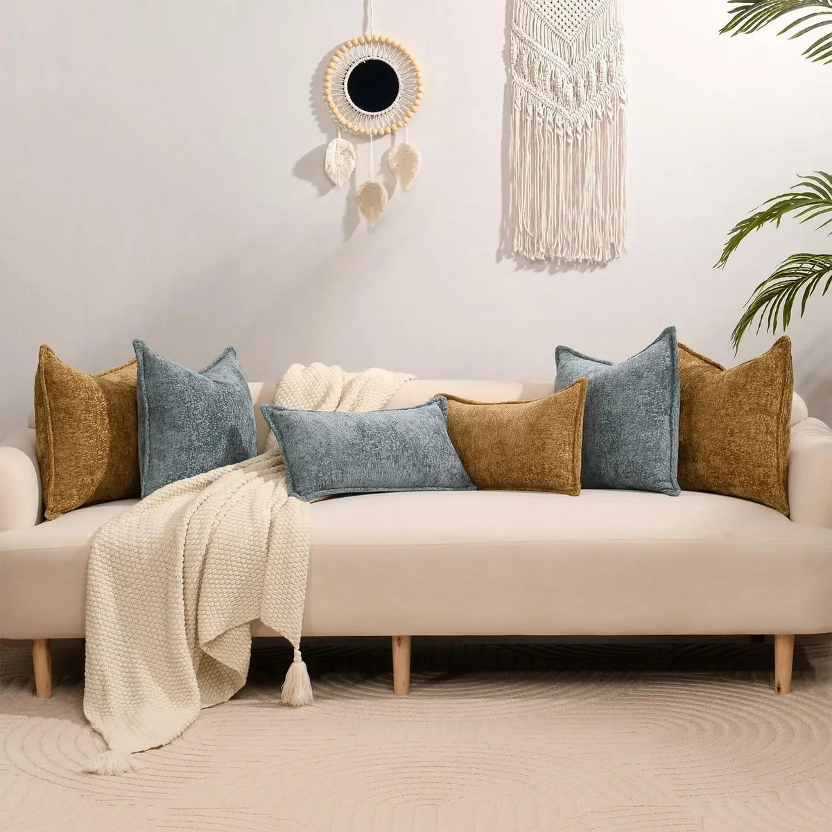Ins Nordic Cushion Cover Thickened Chenille Throw Pillow Covers Green Decorative 45x45/50x50/65X65cm Sofa Bed Living Room Decor