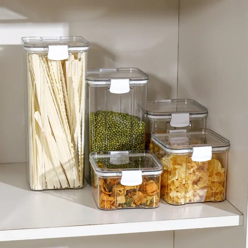 Large Capacity Sealed Jars Transparent Waterproof Kitchen Storage for Candy Dried Grains with Lid Fridge Airtight Storage Tank