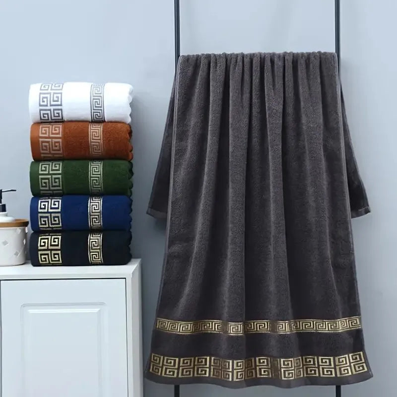 2Pcs Black Cotton Towels Set 34x74cm 70x140cm Embroidered Cotton Bath Towels High Absorbency Quick Drying Bathroom Towels Sets