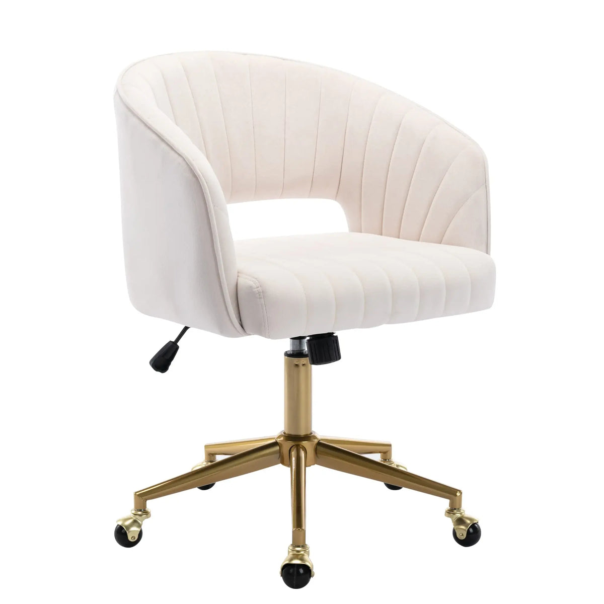 Home Office Swivel Velvet Desk Chair Modern Tufted Accent Armchair with Gold Base Ergonomic Computer Task Stool for Living Room