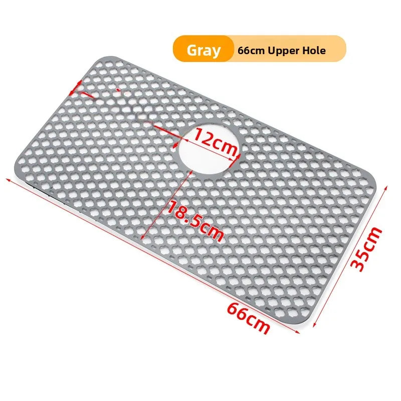 Kitchen Sink Silicone Mat Anti-Scratch Honeycomb Pad Dishwashing Basin Hollow Bottom Draining Pad Non-Slip Sink Mat