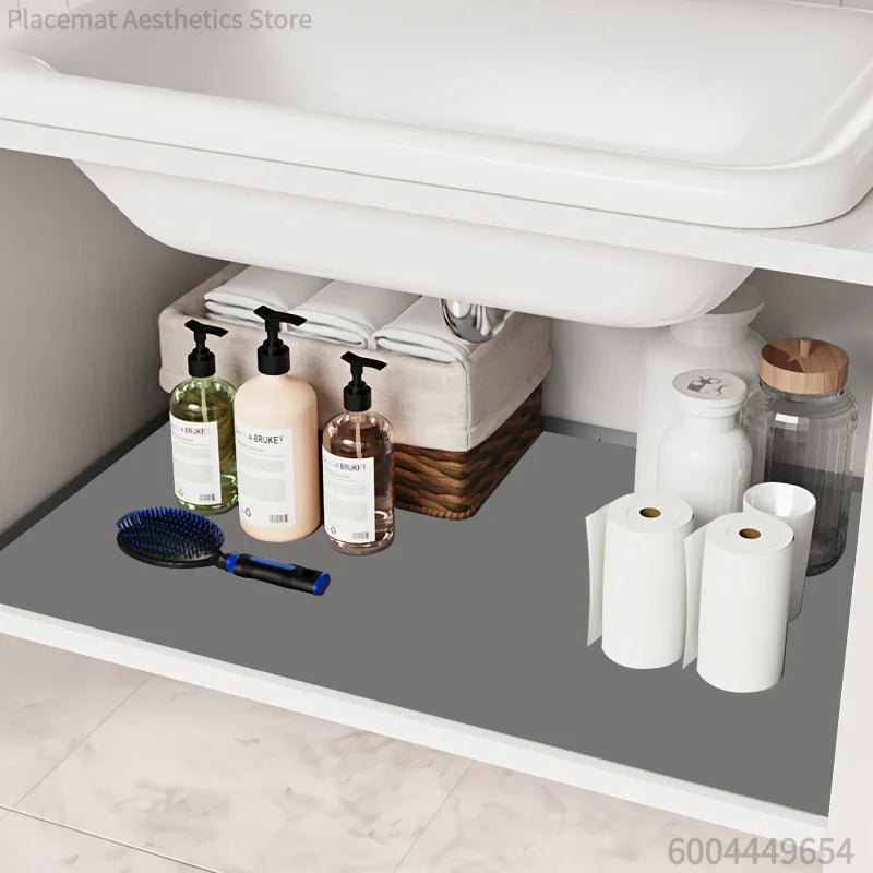 1pc Premium Sink Mat, Free Cutting - Leak-Proof Cabinet Protector Sink Mat, Reusable Cabinet Shelf Liner for Kitchen and Bathroo