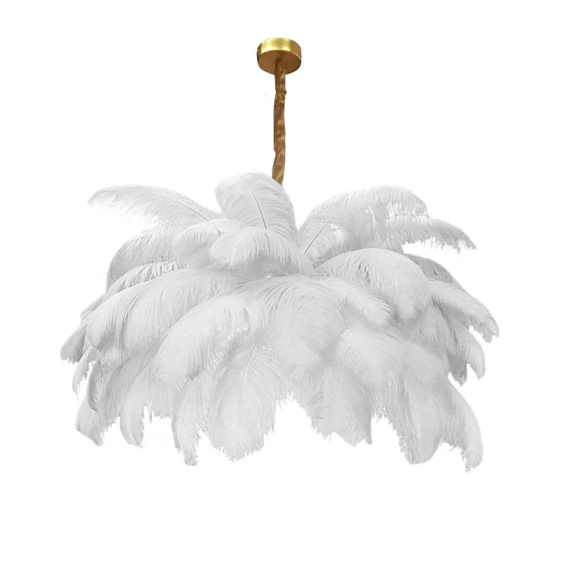 Nordic Ostrich Feather Lamp Led Pendant Lights Living Room Home Decor Bedroom Indoor Lighting Chandelier Hanging Light Fixture