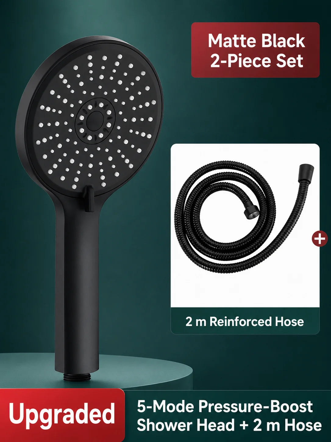 Universal High Pressure Shower Head Handheld Water Saving Booster Showerhead with Silicone Nozzles for Bathroom Accessories