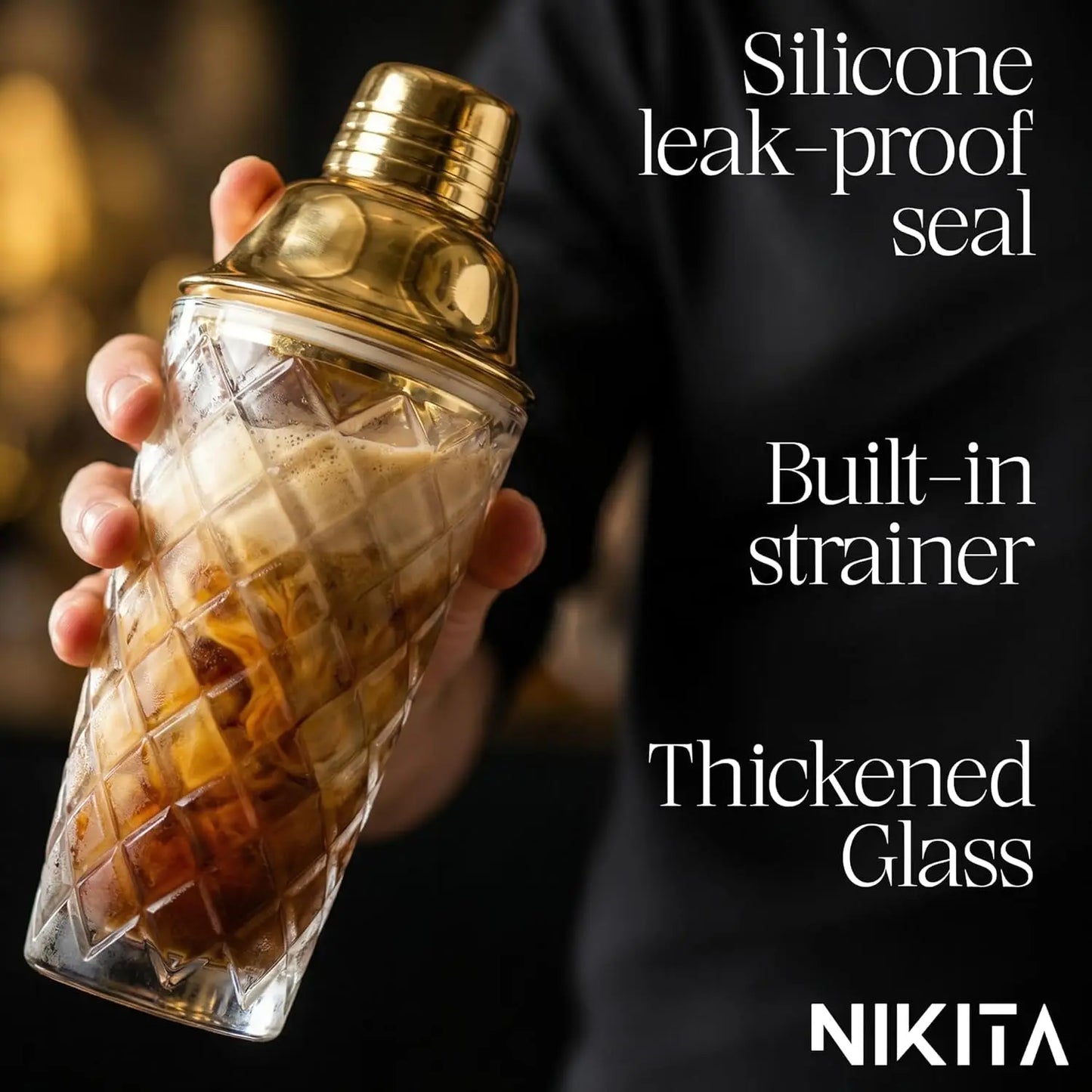 5-Piece Martini Cocktail Shaker Set with Strainer, Jigger, Spoon & Muddler - 16oz Drink Mixer for Professional Bartending