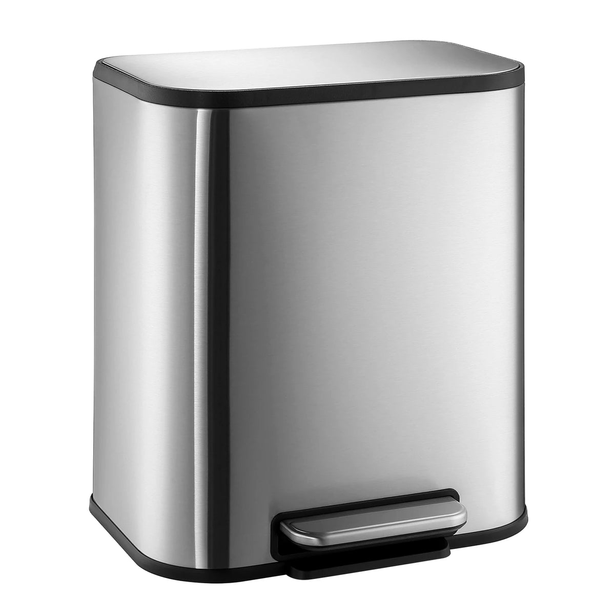 20/50L Stainless Steel Kitchen Trash Can Soft-Close Lid - Removable Inner Bucket  Hands-Free Step Pedal,Rectangular Wastebasket for Kitchen, Office, Bathroom, Bedroom