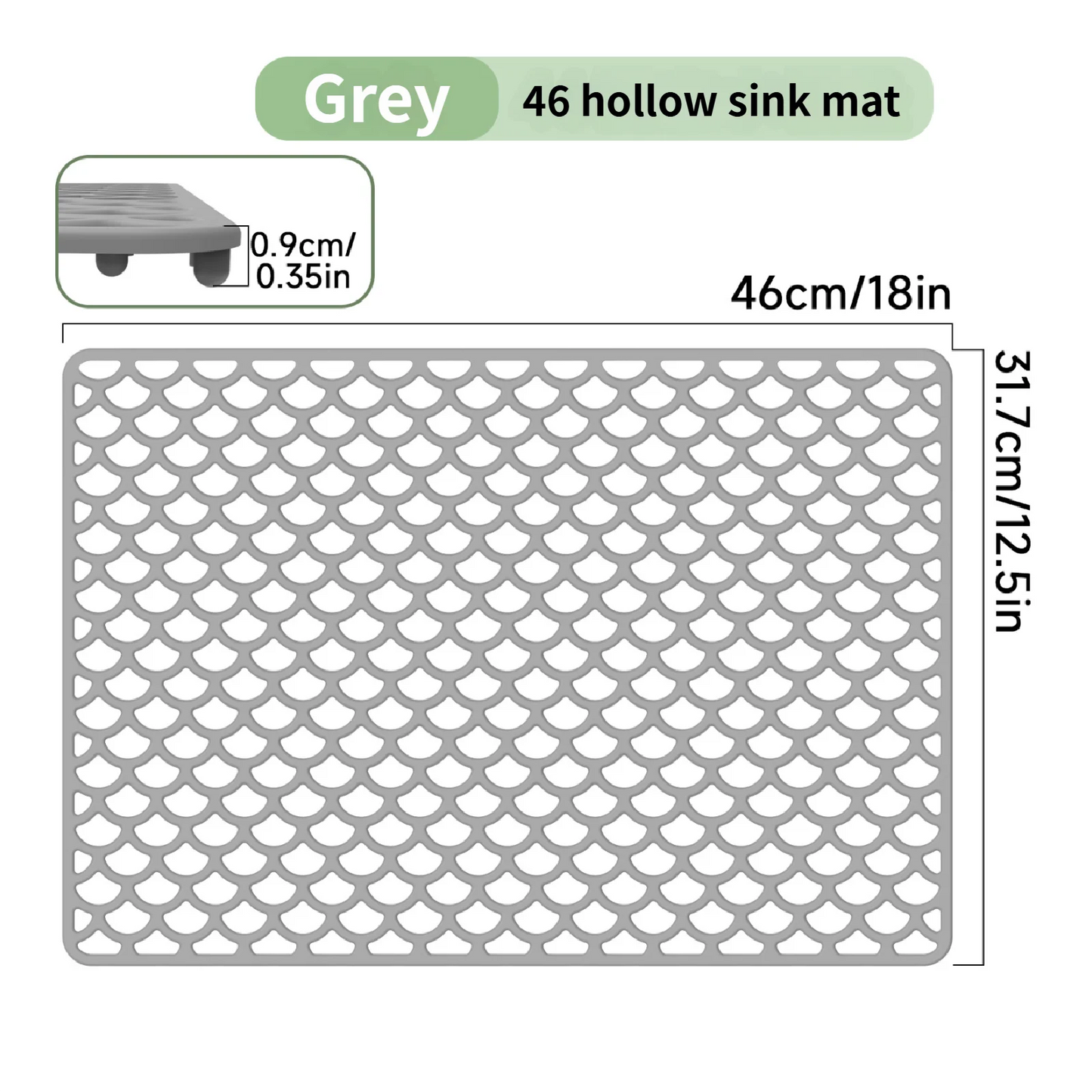42/46CM Kitchen No holes Silicone Sink Bottom Scratch-resistant Protective pad, Perforated Water-draining Pad, Thickened Drying