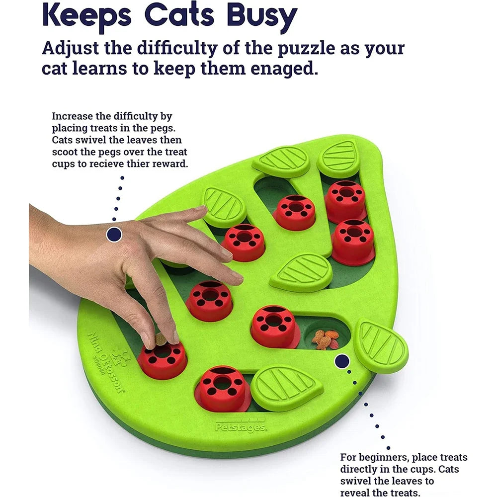 Cat Puzzle Play Toy Pet Puzzle Toy Interactive Slow Feeder Food Scratch Board for Indoor Cats