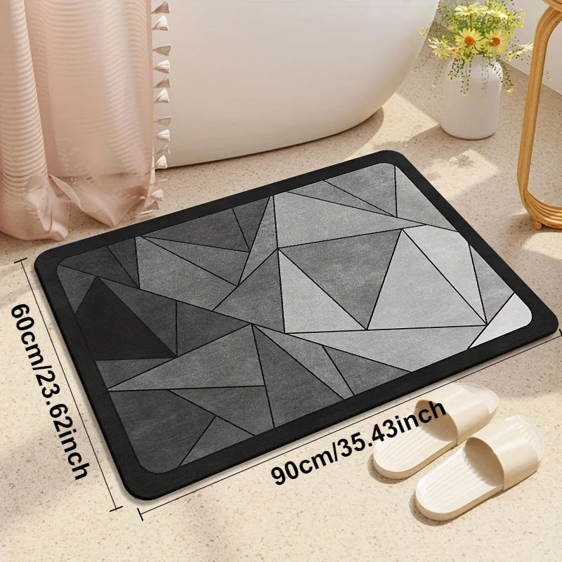 VIKAMA Minimalist Collection Geometric Bathroom Diatom Mud Carpet Quick drying Non slip Washable Shower Room Entrance Floor Mat