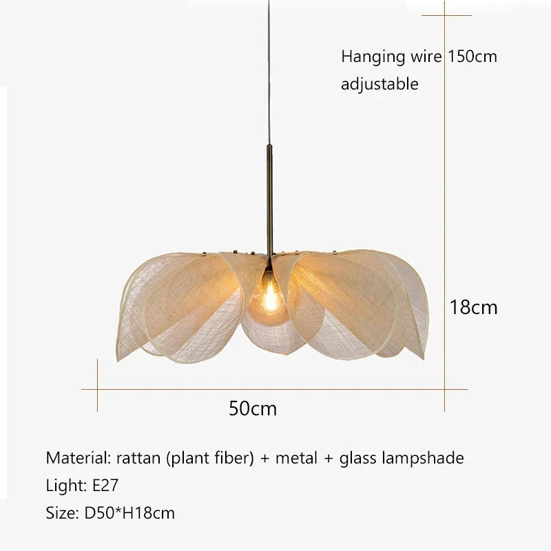 Vintage Fabric Ceiling Pendant Light Wabi Sabi Japan Ceiling Hanging Lamp Living Room Restaurant Hotel Chandelier Mood Light