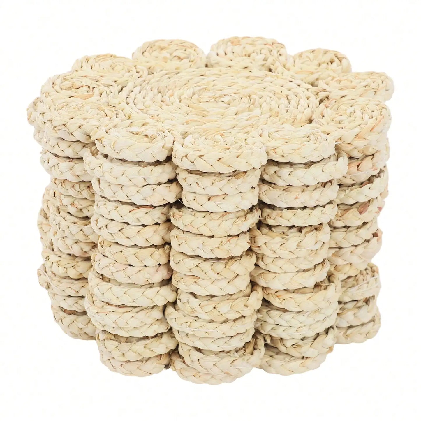 12pcs Petal Shape Placemats, 30cm/11.81in Woven Rattan Table Mats for Restaurant & Dining Table, Coffee