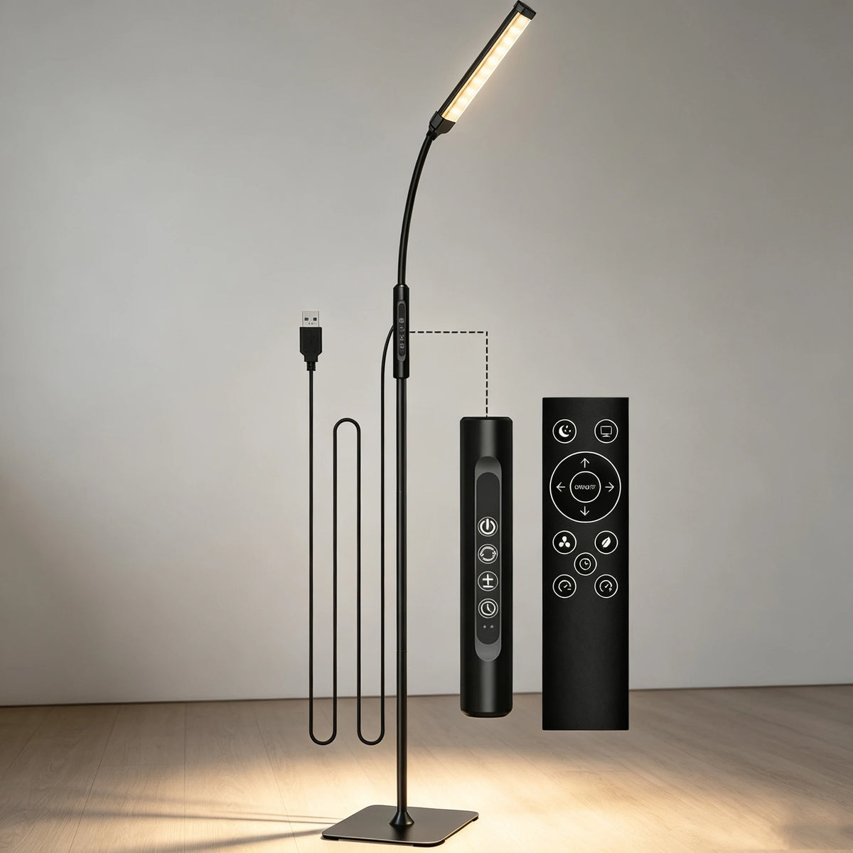 Living Room LED Floor Lamp 108 LEDs Standing Lamp  3 Color Mode Light Warm White 360°Adjustable Lights Flexible Gooseneck Dimmable USB Powered for BedRoom Reading Office
