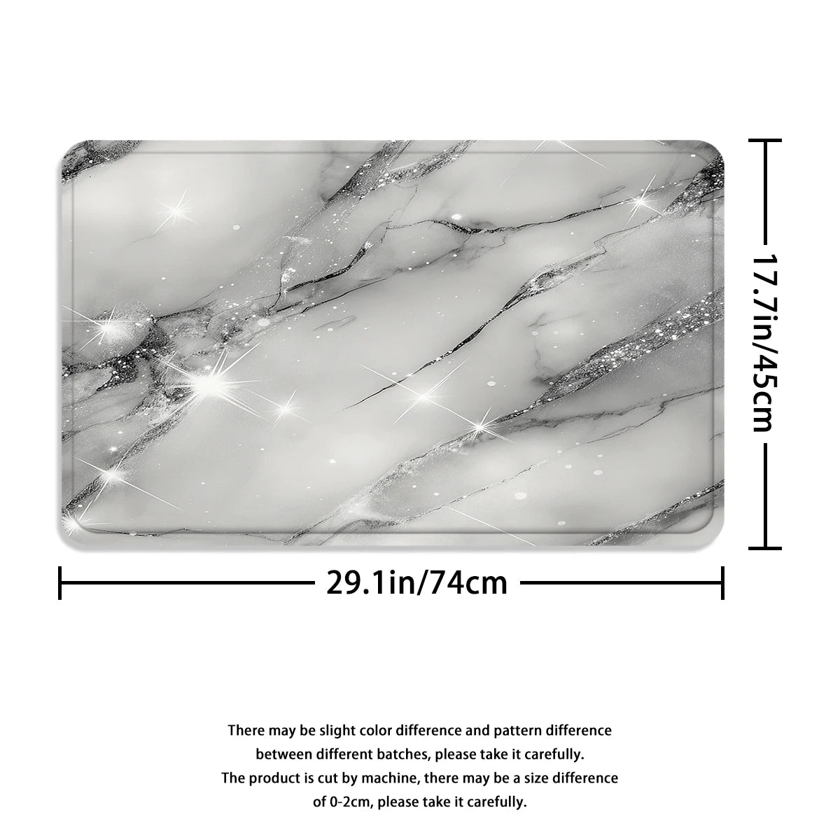 4Pcs Sparkle Grey Marble Shower Curtain Set with Hooks, Modern Shiny Glitter Print Waterproof Mildew Resistant Fabric Bath Mat for Family Bathroom Home Decor