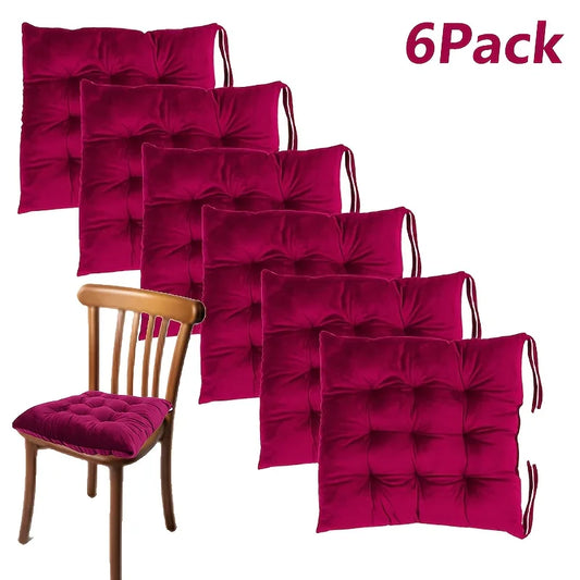 6pcs/set Square Velvet Seat Cushion Thickened Soft Cushion in Winter, Suitable for Dining Rooms Living Rooms Pillows for Bedroom