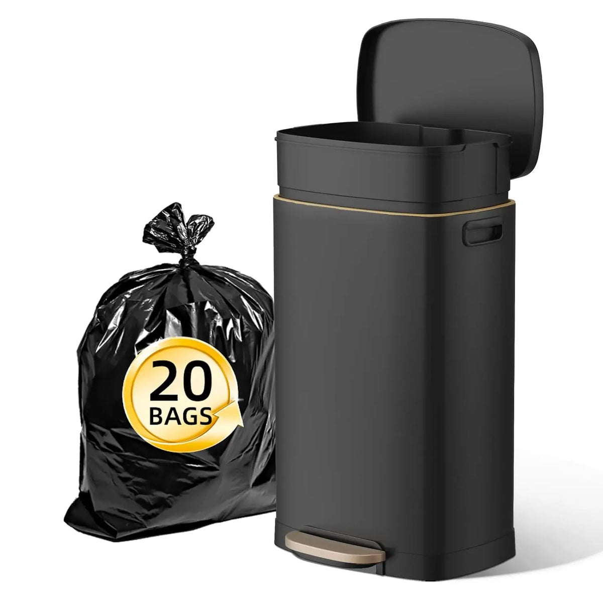 KUK 13 Gallon/50L Stainless Steel Step Pedal Kitchen Trash Can with Lid