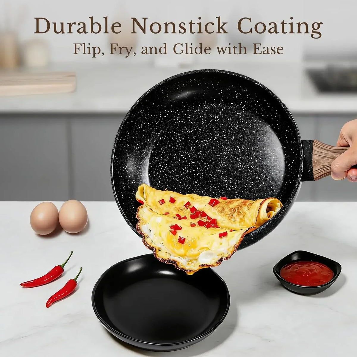 25 Pcs Pots and Pans Set, Nonstick Ceramic Cookware Sets, Healthy Non-Toxic, Large Capacity, Induction Compatible, Cooking Set