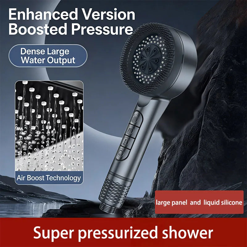 Four-speed Adjustment Shower Booster Shower Head Bathroom Household Water Heater Bath Handheld Shower Head Bracket Set
