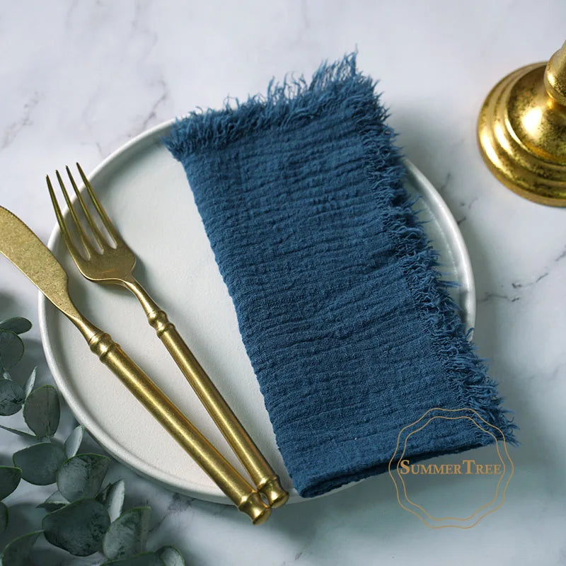 10pcs Napkins 41x41cm Cotton Cloth Gauze Retro Burr Rustic Towel Dining Place Mats Wedding Party Linen Fabric Table Decoration
