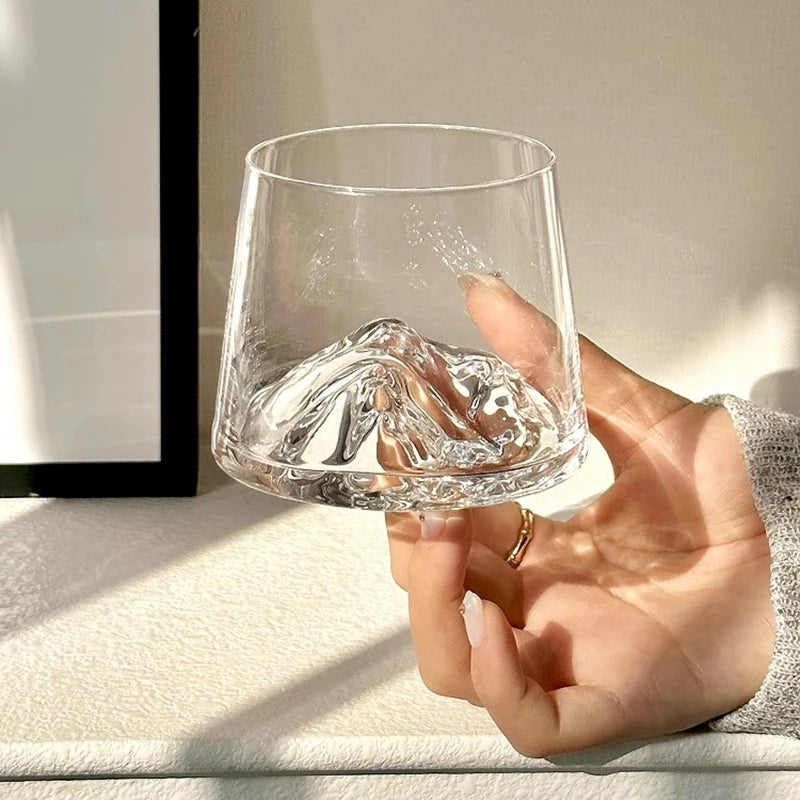 1/2pcs Glass Cup Mountain Whiskey Glass Transparent Beer Water Cup Milk Coffee Mug Tea Juice Drink Cup Bar Kitchen Drinkware