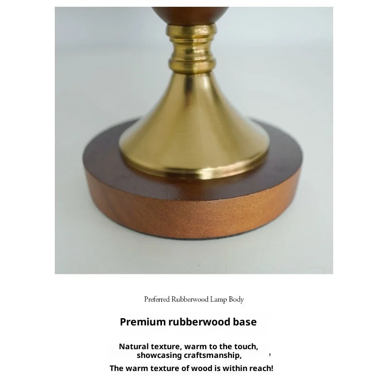 Solid Wood Nordic Table Lamp Bedside Light Luxury High-end Bedroom Decoration Table Lamp Retro Glass Creative Night Lamp B & B