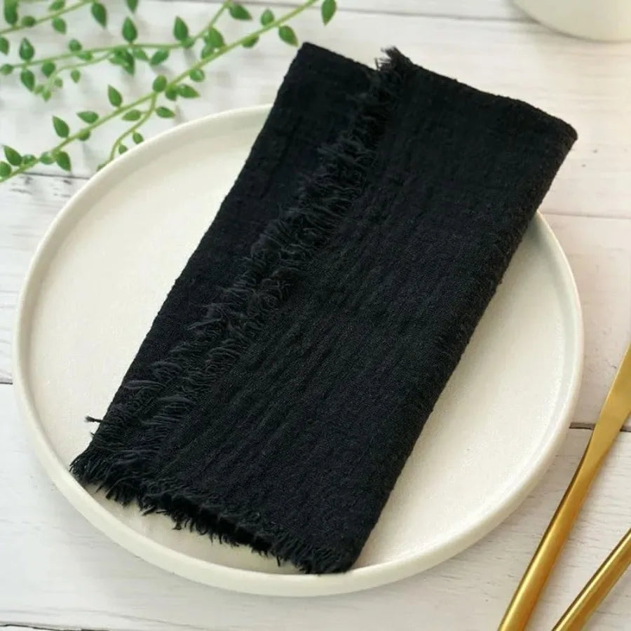20pcs 41x41cm Cloth Napkins Cotton Gauze Napkin Tea Towels Retro Cheesecloth for Party Christmas Table Decor Black