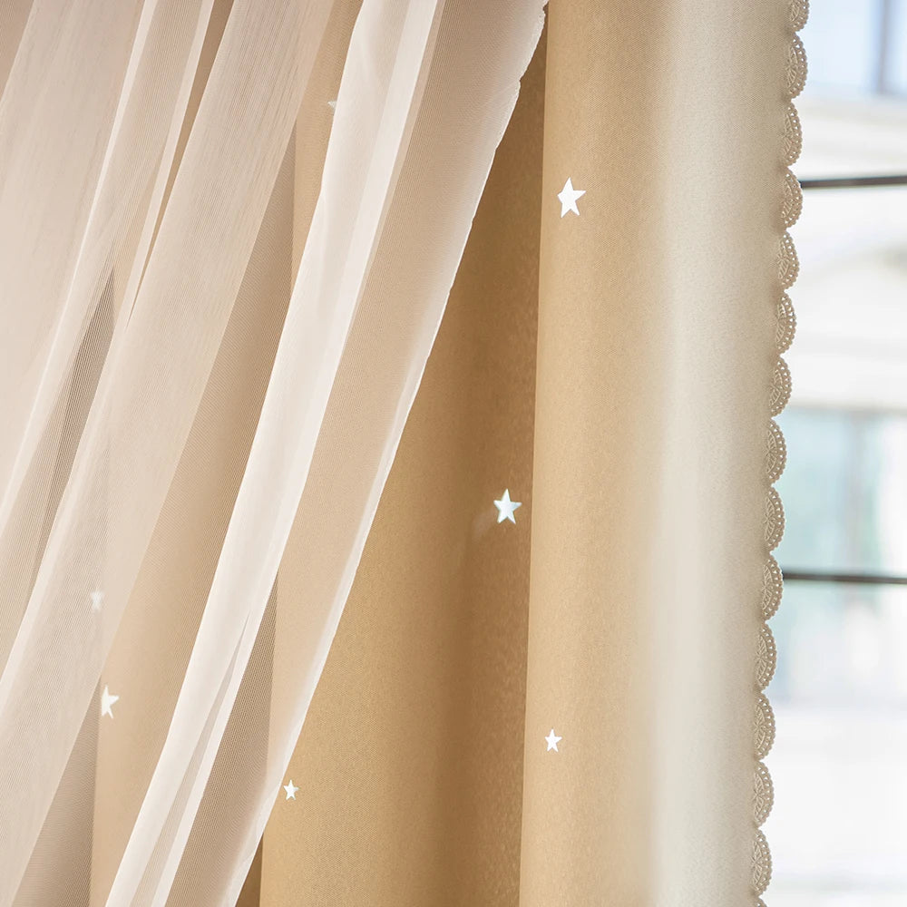 1pc Modern Double Layer Sheer Curtains - Sun Filtering Window Drapes for Living Room & Bedroom