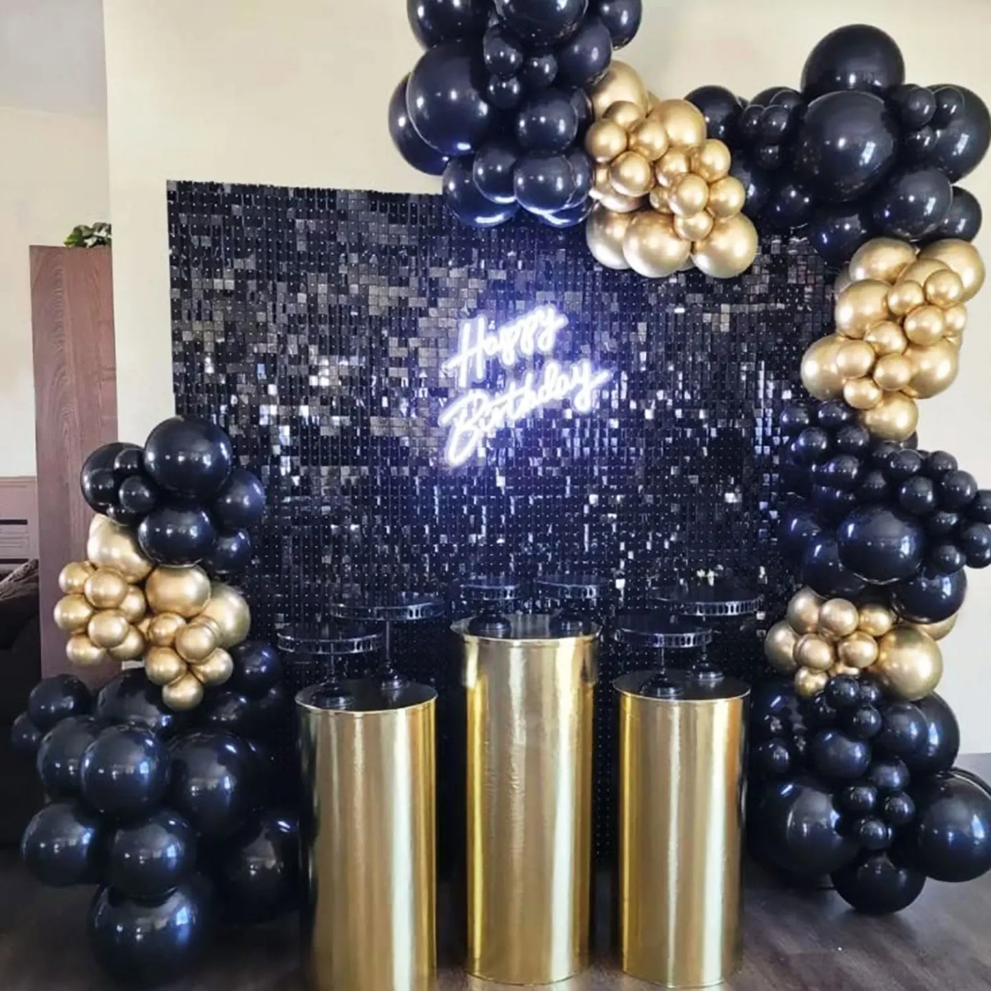 black Shimmer Wall Backdrop Square Sequin Glitter Backdrop Panel,Perfect for ,  Birthday party Halloween and graduation season