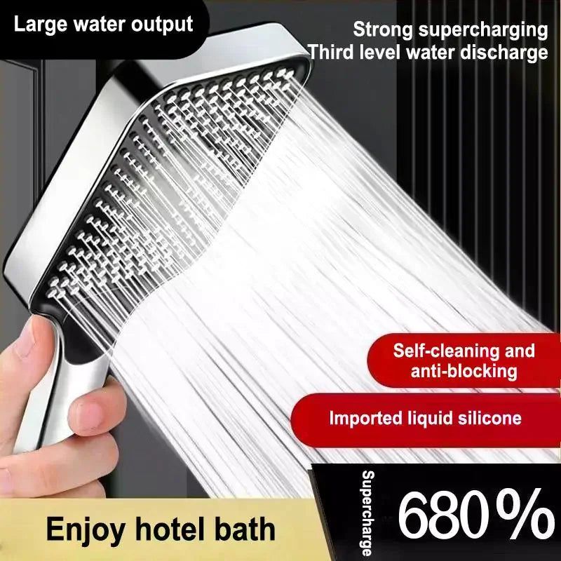 Adjustable 3-Mode High Pressure Shower Head Large Flow Water Saving Rainfall Mixer Head Bathroom Accessory