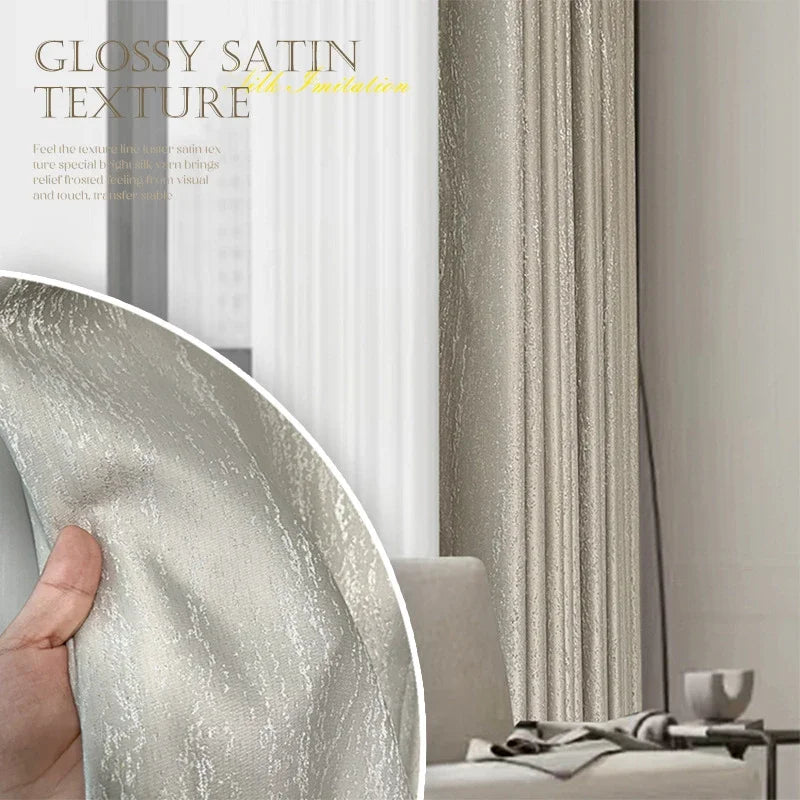 Customized High-precision Gold Wire Jacquard Pearlescent Texture Curtains for Living Room Bedroom French Window Balcony Window