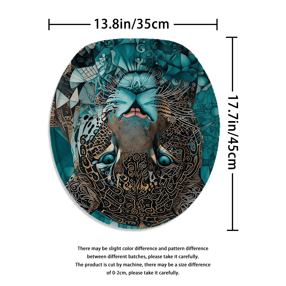 4Pcs Teal Tribal Jaguar Shower Curtain Set with Hooks, Boho Geometric Animal Print Waterproof Mildew Resistant Fabric Bath Mat for Family Bathroom Home Decor