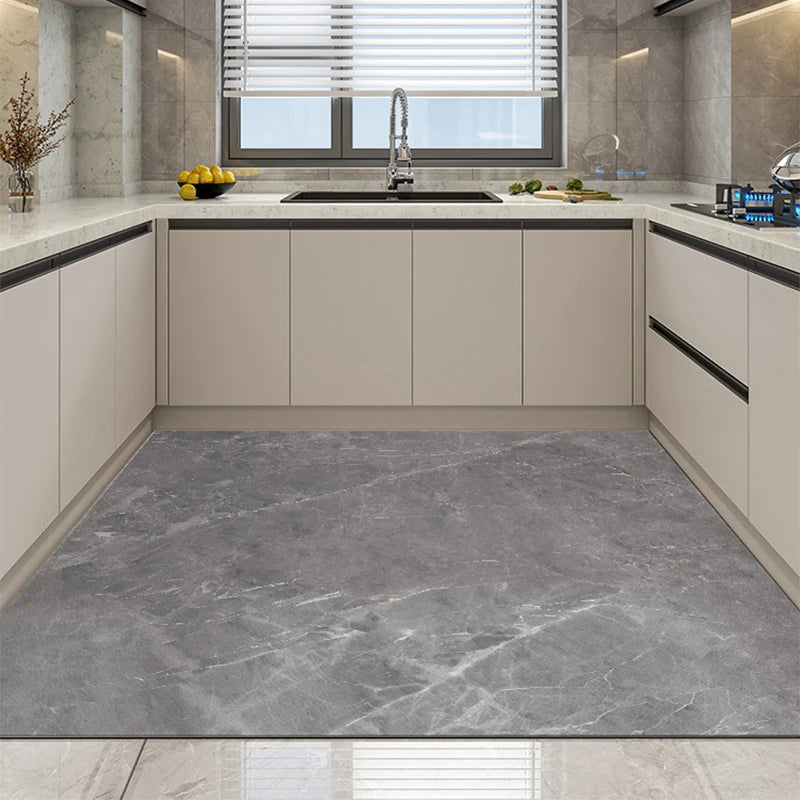 Marble Pattern Kitchen Carpet Stone Pattern Foot Mat Gray Black Dirty Resistant PVC Rug Waterproof Anti-Slip Art Floor Mat Ковер